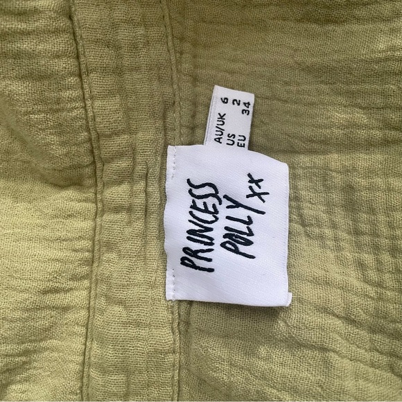 Princess Poly Sage Green Gauzy Cotton Button Down Set Size XS - Picture 7 of 11